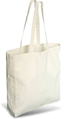 Baumwolltasche Jutebeutel unbedruckt mit Seiten-&Bodenfalte und zwei langen Henkeln natur 38x42x10cm 10 Stück - 2