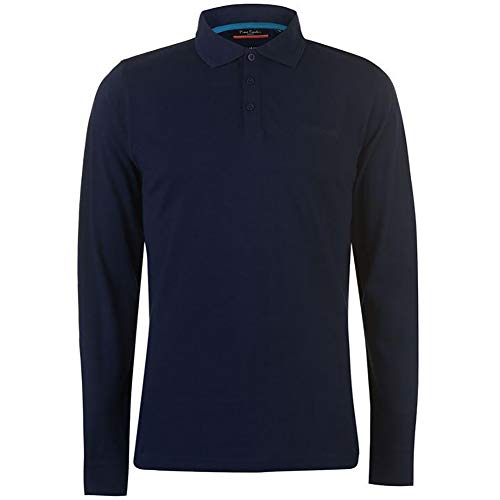Pierre Cardin Hombre Polo Premium de Manga Larga Ajuste Clásico (2XL, Navy)
