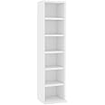 vidaXL CD Cabinet – Space-Saving CD Storage Organizer - 6 Compartment White Engineered Wood Shelf for Office, Living Room, Bedroom