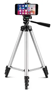 Marvain Adjustable Aluminium Alloy Tripod Stand Holder for Mobile Phones & Camera, Adjustable 360 mm -1050 mm, 1/4 inch Screw + Mobile Holder Bracket