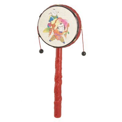 Babies Red Dragon Carved Handle Rattle Drum Chinese Traditional Toy