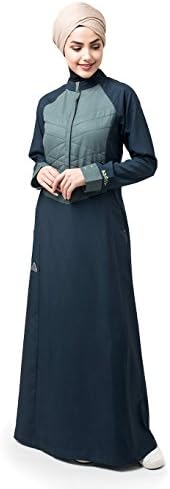 Silk Route Blue and Grey Quilted Button Front Polyester Sporty Maxi Dress Jilbab Large 56