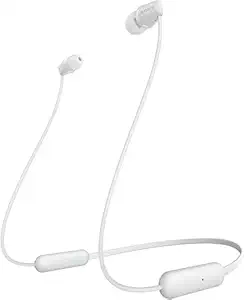 Sony WI-C200 Wireless Headphones with 15 Hrs Battery Life, Quick Charge, Magnetic Earbuds for Tangle Free Carrying, BT ver 5.0,Work from home, In-Ear Bluetooth Headset with mic for phone calls (White)