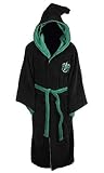 Ideal para regalar. Groovy Bathrobe Albornoz con Capucha Slytherin Harry Potter, poliéster, Negro, Talla única