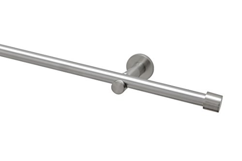 GARDUNA 100cm Gardinenstange Ø 16mm „Cap“ modern, 1-lauf, # edelstahl-optik # / messing-antik / schwarz (ohne Ringe) - 2