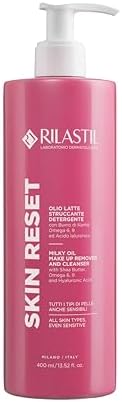Rilastil Skin Reset Olio Latte Struccante Detergente, Nutriente, Emolliente e Lenitivo, con Burro di Karité, Omega 6-9 e Acido Ialuronico, 400 ml