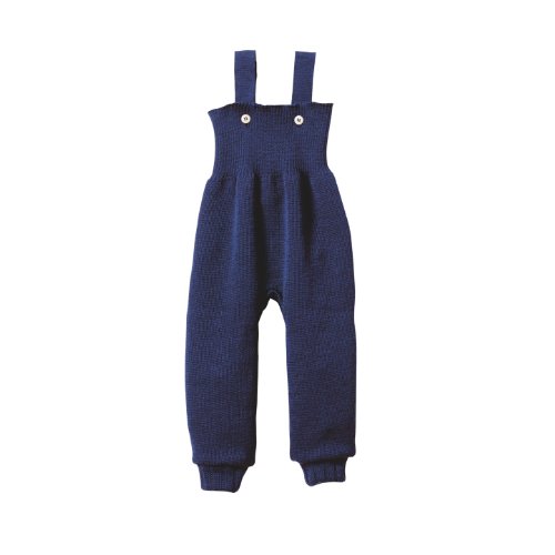 Disana Knitted Baby Dungarees in Organic Merino Wool Navy 74/80 6-12m