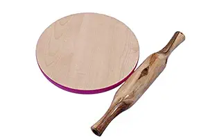 HANDCRAFTD Wooden Chakla Belan, Wooden Chakla & Belan Combo Set, Roti Maker, Rolling Board & Pin for Kitchen
