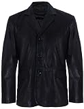 2 Knopf Frontbefestigung Herren Schwarzes Echtes Leder Blazer Weiche Echte Italienische Schneider Jahrgang Jacke Mantel 5XL