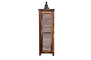 O My Furniture Shutter One Door Wardrobe with Teak Finish (40.6 x 61 x 180.3 cm)