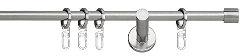Tilldekor Gardinenstange ANDRAX, edelstahl optik, Ø 20 mm, 1-Lauf, 240 cm, inkl. Trägern und Ringen - 3