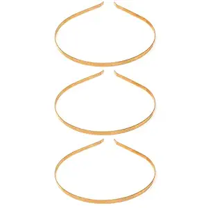 Anokhi Ada Brass Golden Hairbands for Kids and Girls (Set of 3 Headbands) - 056