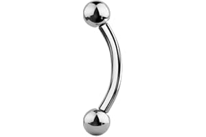 Jewel Barrel Curved Barbells Eyebrow Piercing Banana Bar Jewellery Rook Daith Ear Anodized Steel 16G (1.2m) 6mm 8mm Length with 3mm Balls