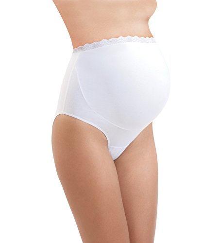 Blackspade Ladies Stretch Maternity Brief with Lace Trim, White, XL, UK 14