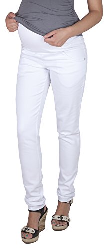 Mija - Pantalones vaqueros elegantes delgados Denim Maternidad 9044 (EU 36, Blanco)