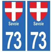 Sticker 73 Savoie Motorcycle Car Registration Plate Department 73 Savoie: Right Angle Size Motorcycle
