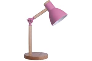 BEL AIR HOME - Lámpara Flexo de Escritorio TEACHER - 1xE-27 - Madera y Metal - Diseño Moderno y Elegante para Oficinas y Escritorios de Casa - Altura de 47cm (No Incluye Bombilla) (ROSA)