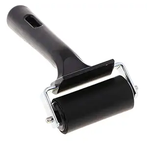 Kawn Premium Rubber Brayer Roller for Printmaking, Wallpaper, Stamping, Anti-Skid Tape Construction Tool, Gluing Application, 14.5 x 6cm