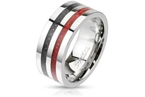 TAPSI´S COOLBODYART Coolbodyart Unisex Ring Doble Rojo Negro Carbon Acero INOX. Disponibles Tamaños Anillo 60 (19) - 69 (22)