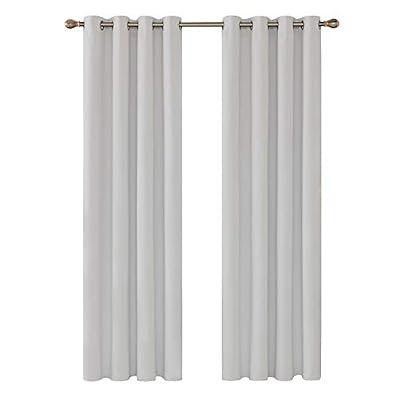 Deconovo Lot de 2 Rideaux Occultants Lourds Solides à Oeillets 135cm x 240cm, Isolant Thermique, Blanc Pâle Gris