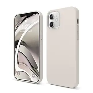 elago Liquid Silicone Case Compatible with iPhone 12 Case and Compatible with iPhone 12 Pro Case - Full Body Protection (Screen & Camera Protection) (Stone)