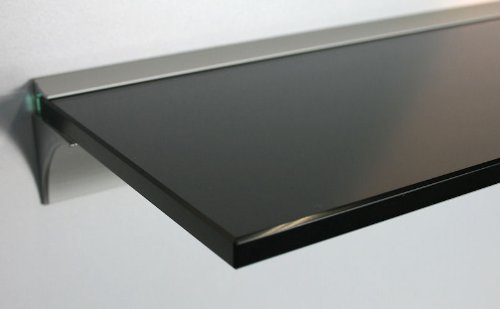 Set: 10 mm Glasregal 40x30 cm schwarz /Wandprofil LINO10 inkl. Befestigungsset
