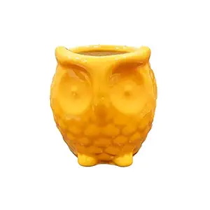 ShopMeFast Owl Shape Ceramic Pots Ceramic Planters for Indoor Plants/Planters,Home Decor,Garden Decor,Office Decor,Decorative Succulents Pot (Color: Yellow)(L:12 cm, W:12 cm, H:10 cm)