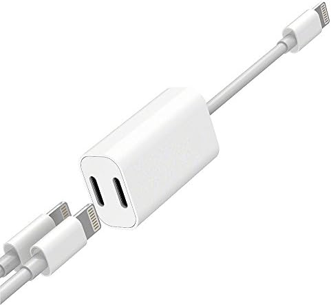 Ubittek Dual Lightning Charge & Audio Cable for iPhone 7, iPhone 7 Plus, ipad and any Lightning device that runs iOS 10 or later (white)