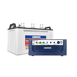 Luminous Eco Volt+ 850 Pure Sine Wave Inverter with Red Charge RC 15000 120 Ah Recyclable Tubular Battery for Home, Office & Shops (Blue & White)