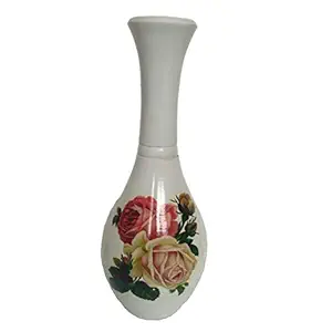 Sankalan Art Gallery Wooden Flower Vase, Mango Wood, Computerised Print, Flowers Design May Differ, ht. 10 inch, Multicolour