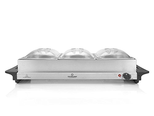 Buffet Wärmer 6L Speisewärmer Speisenwärmer warmhalte- Platte mit 3 Schalen a 2L - 4