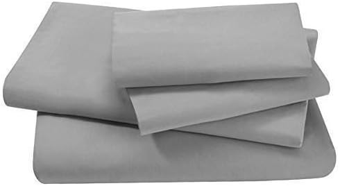 4-Piece Bed Sheet Set -110 GSM Soft Brushed Microfiber–Breathable, Extra Soft and Comfortable - Wrinkle, Fade,Stain Resistant Silver Grey Solid,UK Super King Size 35 Cm Extra Deep Pocket BY PC Diana Linen