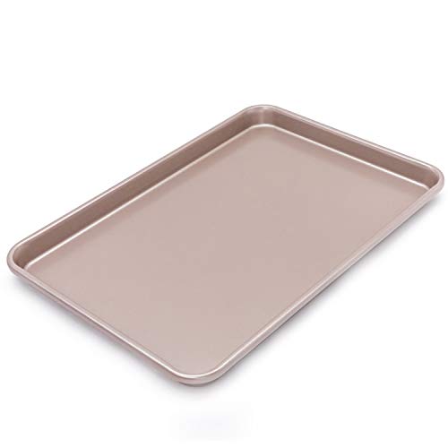 CHEFMADE Plaque a Patisserie 39 x 27cm,Plaque Mince à Biscuit 15-in, Champagne Gold, Acier au Charbon Lourde Antiadhésif, Approuvée par LFGB, pour Pain/Viande/Battenberg/Pizza et Pâtisserie