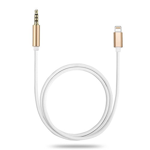 Lightning auf 3,5 mm AUX Audio-Kabel, sprtjoy Lightning Stecker an Stecker 3,5-mm-Audio-Stereo-Kordel für iPhone 7/7 Plus auf Kopfhörer, Home/Auto Stereo, Lautsprecher und mehr (Auslöser/1 Meter) (Gold) - 3
