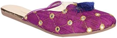 INDCROWN Purple Ethnic Fabric Women's Sling Back Sandal