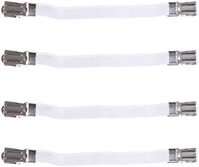 Waterstone Bed Sheets Fasteners Suspenders, Elastic Straps Gripper Corner Holders for Mattress Cover, 4 pcs, White