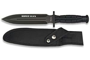 MARTINEZ ALBAINOX AB Albainox 32287 Cuchillo Supervivencia ALB. Midway Black. 18 Herramienta para Caza, Pesca, Camping, Outdoor, Supervivencia y Bushcraft + Portabotellas de regalo