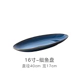 Forma: redonda MNNK Estilo japonés Oval Plato Occidental Plato de Fruta Plato de Ensalada Plato de Bolas de Masa hervida Plato de Pescado Plato Largo Hornos de microondas, diámetro 40 cm Ancho 17 cm
