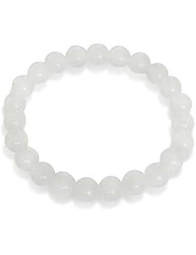 Jade Armband, Jade White, natürlich, weiß, rund, 8mm