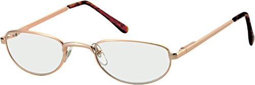 Reading Glasses Gold Metal Frame, Lens Strength +2.00, Spring Hinged Arms, Free Slip In case
