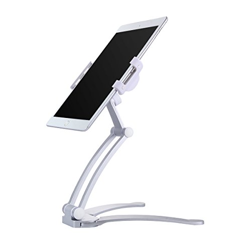 MEACOM 2 in 1 Küche Halterung Tablet Tisch Ständer Alulegierung und ABS Material Wand halter für Handy, iPad, iPad Air, iPad Mini und mehr 7.9 to 9.7 Zoll Gerät（Silber） - 7