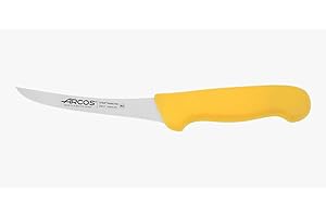 Arcos Couteau Désosseur Courbe Semiflexible - Acier Inoxydable Nitrum 14 cm - Pour Désosser Viande - Manche Polypropylène Jaune - Série 2900