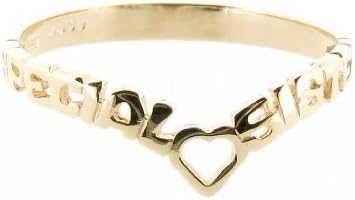 9ct Yellow Gold "Special Sister" Wishbone Design Ring Size T - Hallmarked and Made in England