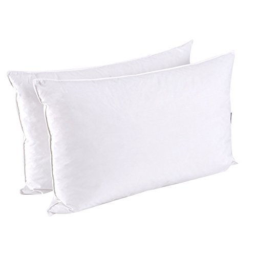 puredown Almohadas de Plumas Hotel Suave con Doble Funda de Tela de 100% Algodón Pack de 2 Natural 50x76cm