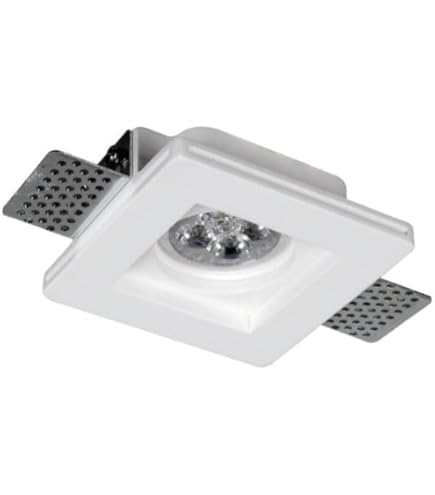 Portafaretto Incasso Gesso 100x100mm - Asia Led Per Lampade GU10, Bianco Verniciabile - Foto 8