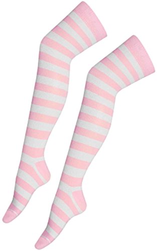 Preisvergleich Produktbild Crazy Chick Damen Kniestrümpfe Baby Pink & White Women: 4-6