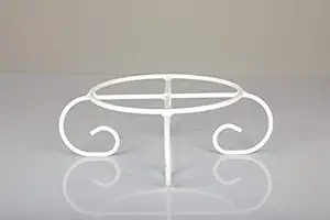 Rise Corp Metal Flower Pot Stand - 4 Leg, Plant Shelf/Display Floor Stand for Living Room/Garden/Balcony Decor (White, Size: 20 X 20 X 10 cm) Pack of 4