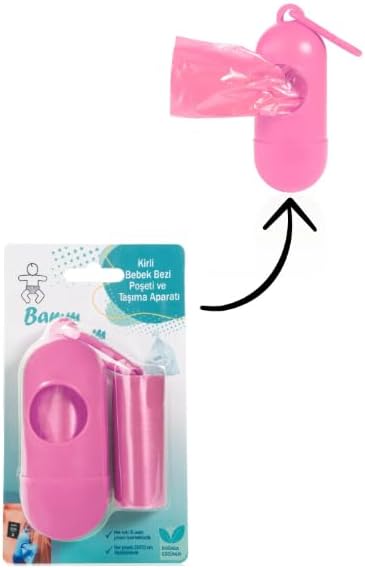 Bamm Bamm Kirli Bebek Bezi Çöp Poşeti ve Çanta Boy Taşıma Çantası (Pembe)