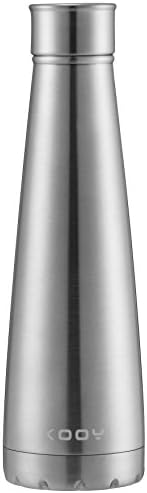 Kooyi Vacuum Insulated Travel Coffee Mug, One-Handed Open and Drink, 100% Leak Proof (14 oz) (Silver)