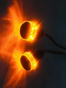 POCOMO Universal Handle Bar End Dual Led DRL/Turn Signal Blinker Indicator Light for Motorcycle/Bikes and Scooter (White and Yellow)